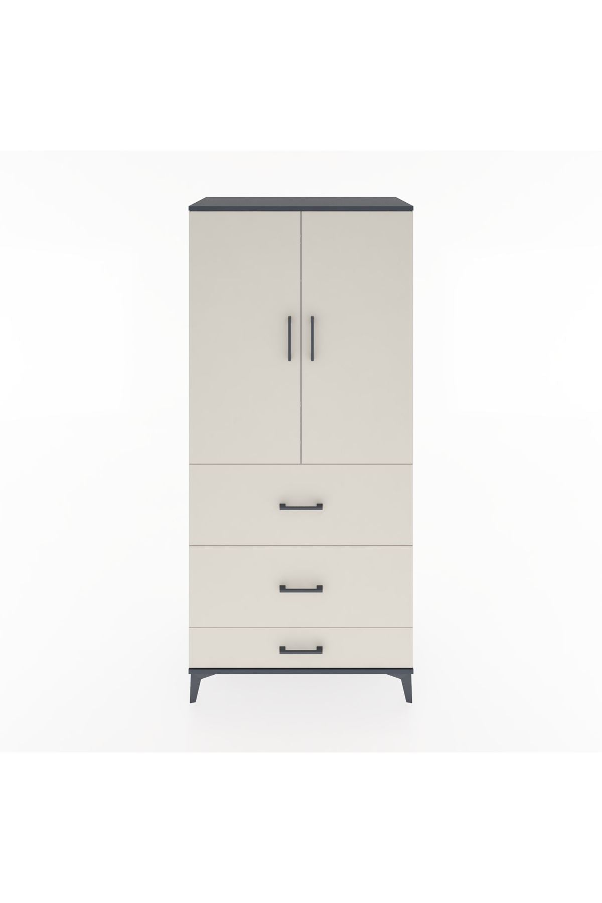 Hyperion Dolap Tek Raflı 3 Çekmeceli Tek Askılı 88x44x195 - S60M042V4B