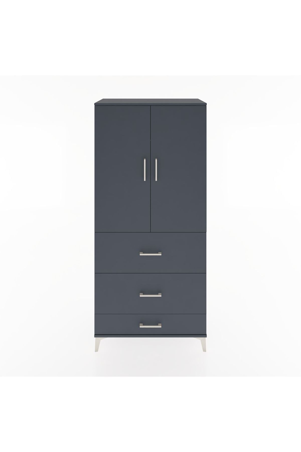 Hyperion Dolap Tek Raflı 3 Çekmeceli Tek Askılı 88x44x195 - S60M042V5B