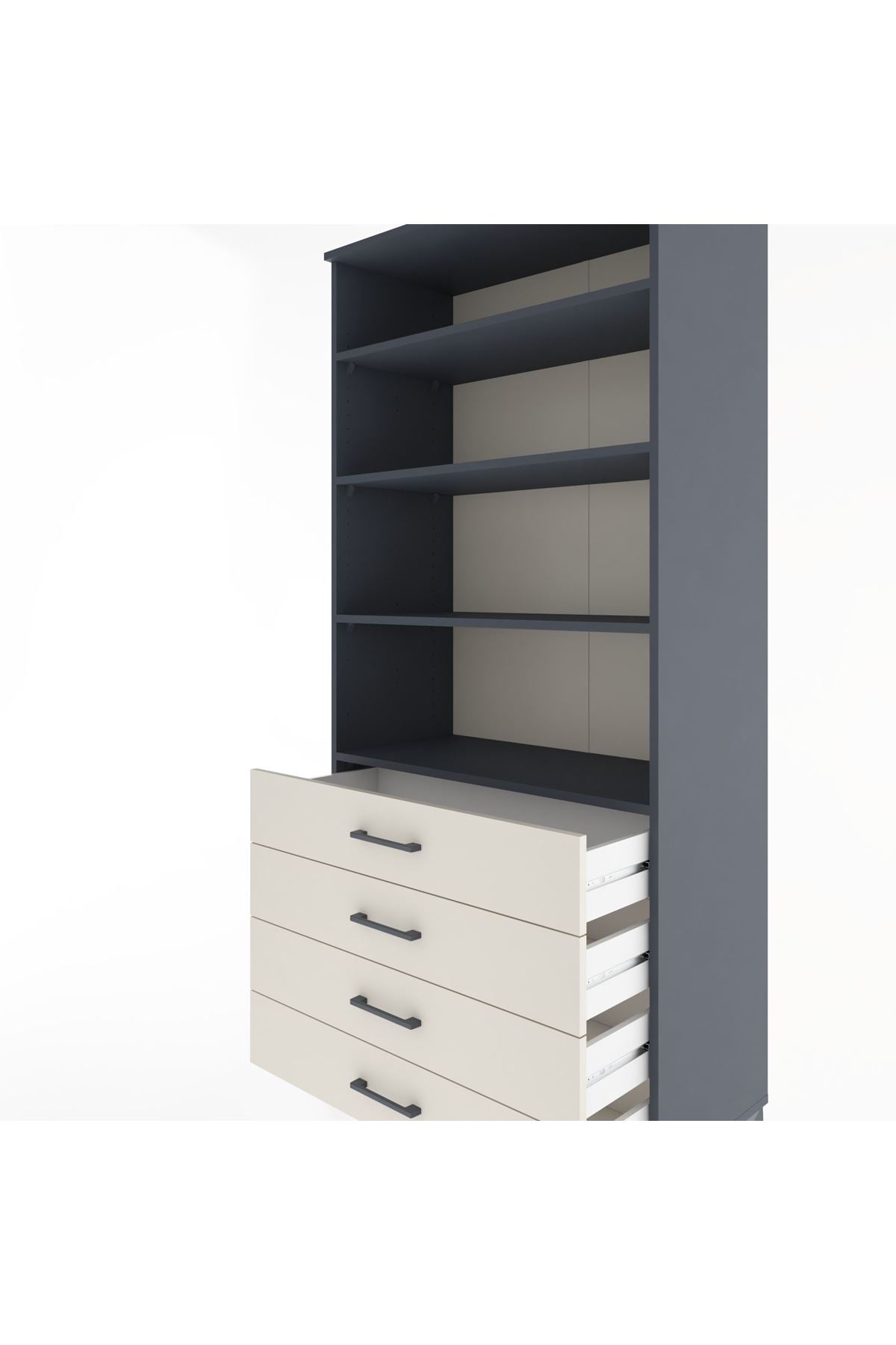 Hyperion Dolap 4 Raflı 4 Çekmeceli 88x44x195 - S60M044V4B