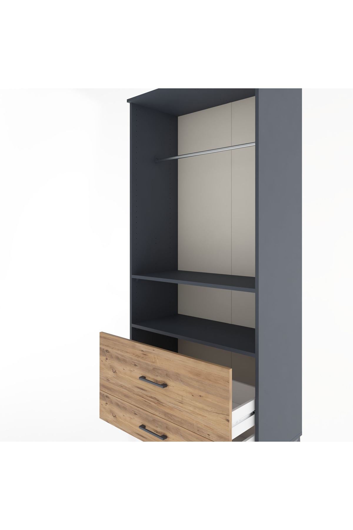 Hyperion Dolap 2 Raflı 2 Çekmeceli Tek Askılı 88x44x195 - S60M049V6B