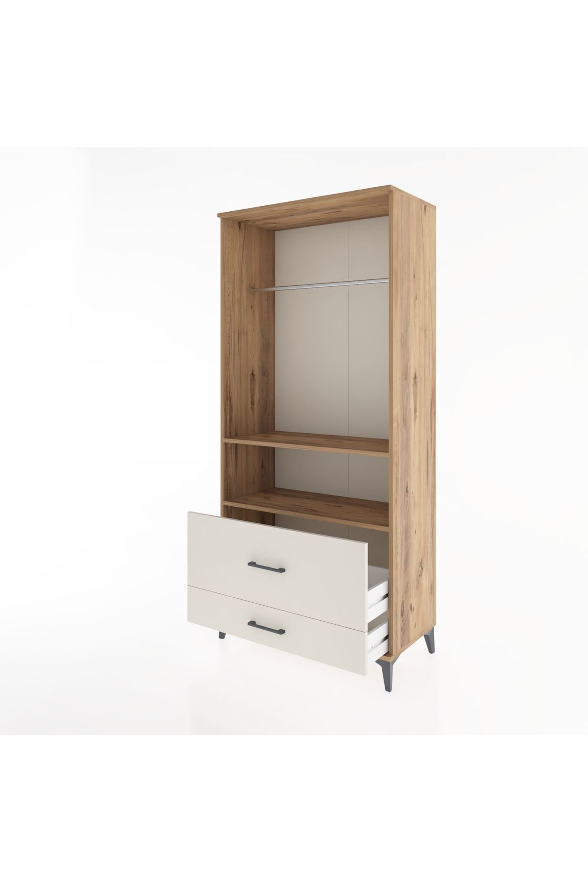 Hyperion Dolap 2 Raflı 2 Çekmeceli Tek Askılı 88x44x195 - S60M049V7B