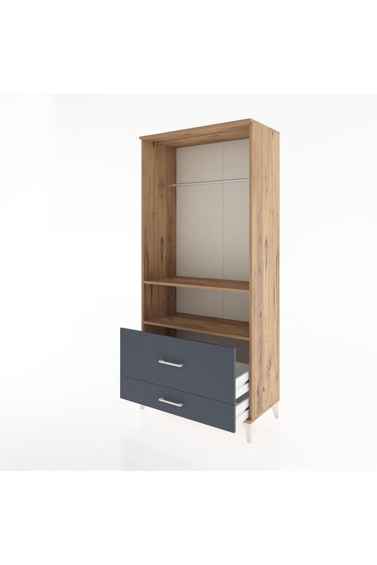 Hyperion Dolap 2 Raflı 2 Çekmeceli Tek Askılı 88x44x195 - S60M049V8B