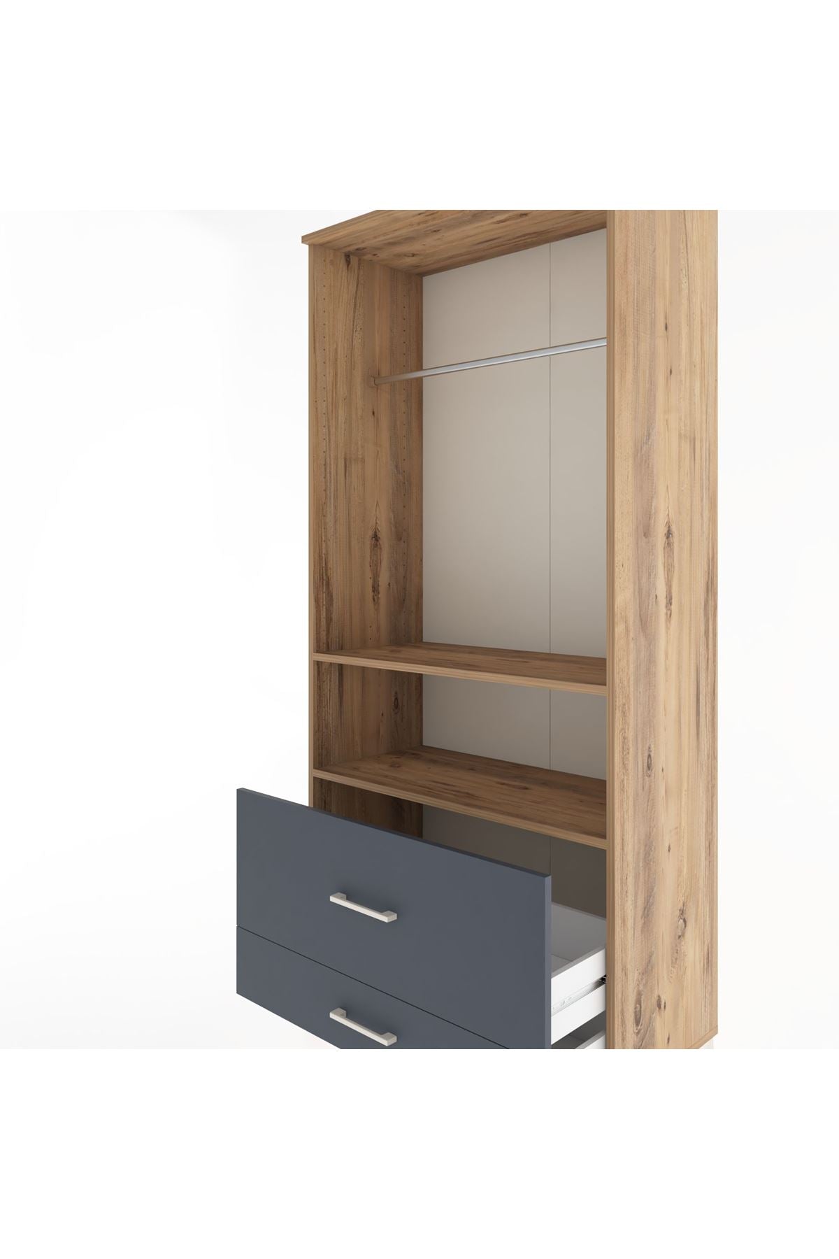 Hyperion Dolap 2 Raflı 2 Çekmeceli Tek Askılı 88x44x195 - S60M049V8B