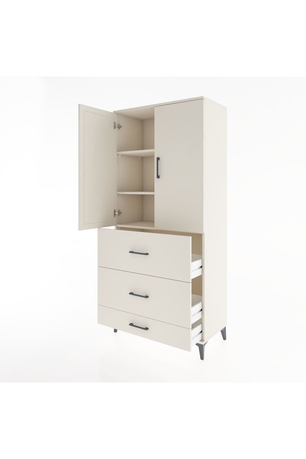 Hyperion Dolap 3 Raflı 3 Çekmeceli 2 Kapaklı 88x44x195 - S60M051V1B