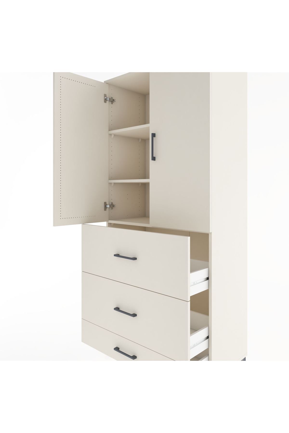 Hyperion Dolap 3 Raflı 3 Çekmeceli 2 Kapaklı 88x44x195 - S60M051V1B
