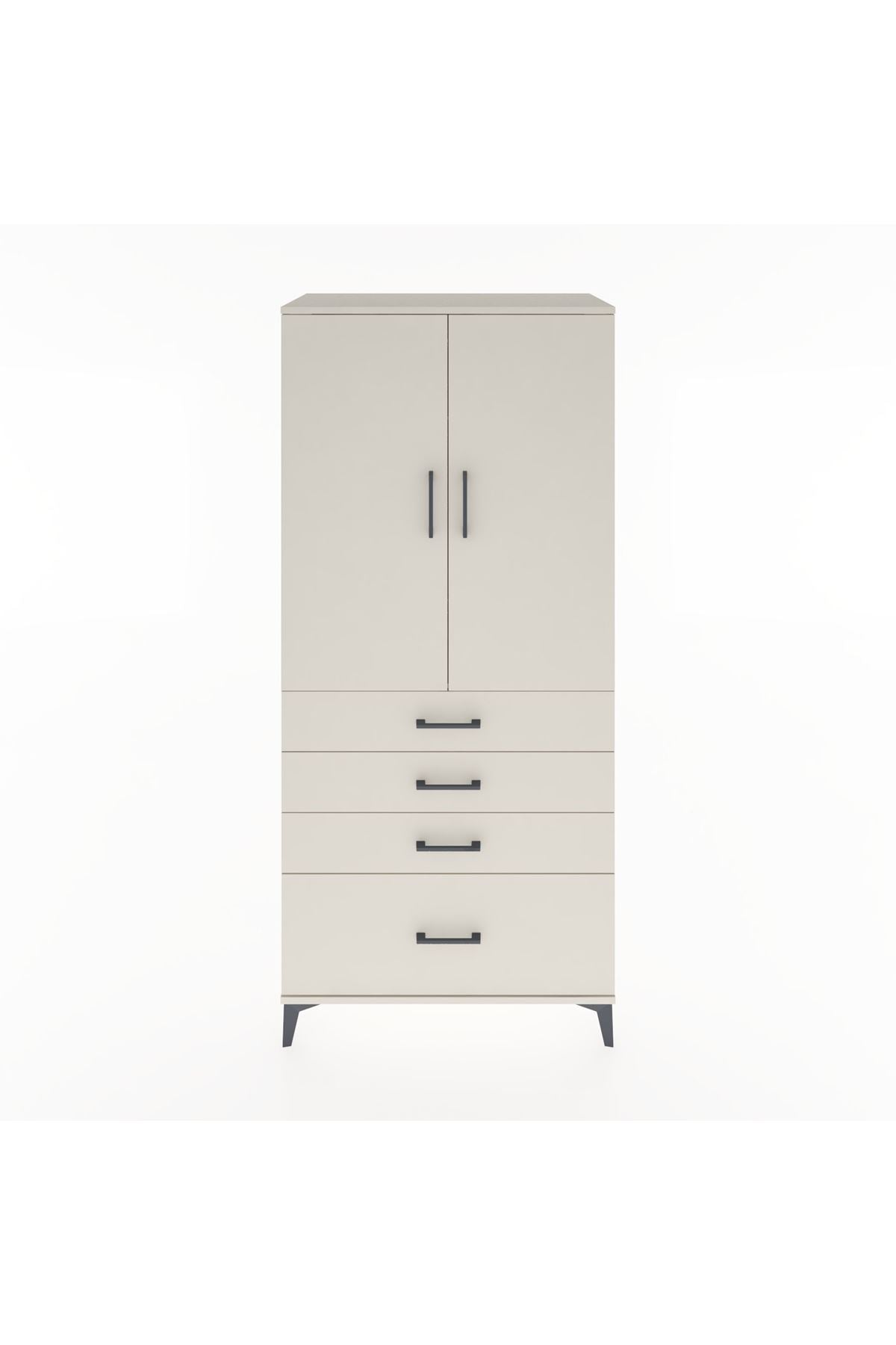 Hyperion Dolap Tek Raflı 4 Çekmeceli Tek Askılı 88x44x195 - S60M053V1B