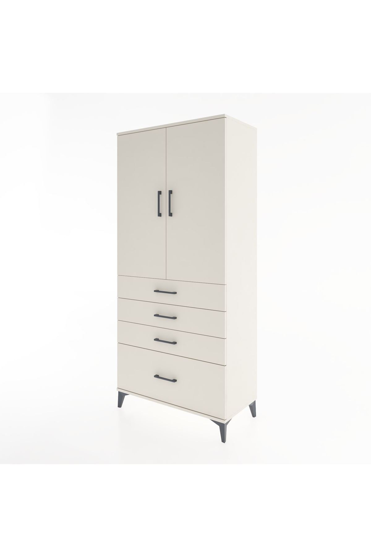 Hyperion Dolap Tek Raflı 4 Çekmeceli Tek Askılı 88x44x195 - S60M053V1B
