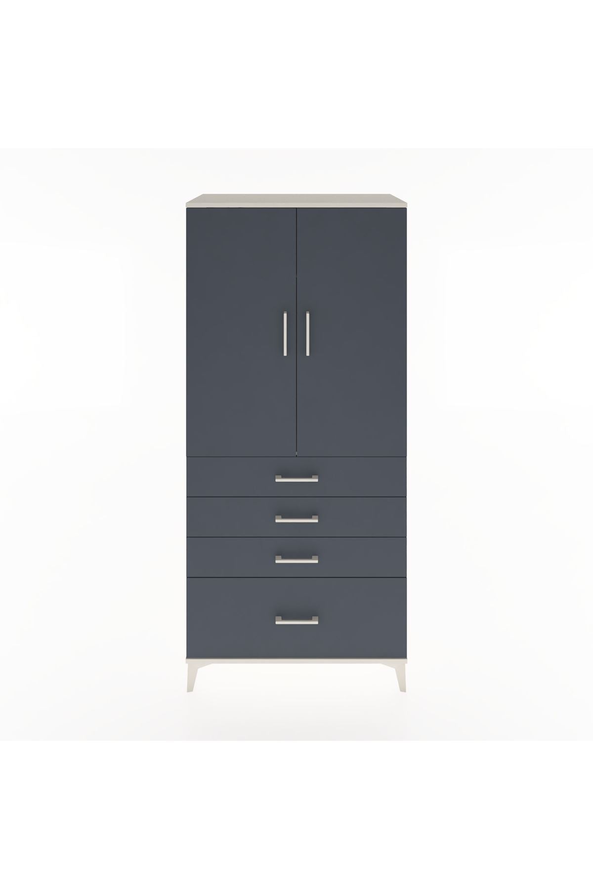 Hyperion Dolap Tek Raflı 4 Çekmeceli Tek Askılı 88x44x195 - S60M053V2B
