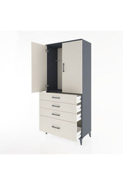 Hyperion Dolap Tek Raflı 4 Çekmeceli Tek Askılı 88x44x195 - S60M053V4B