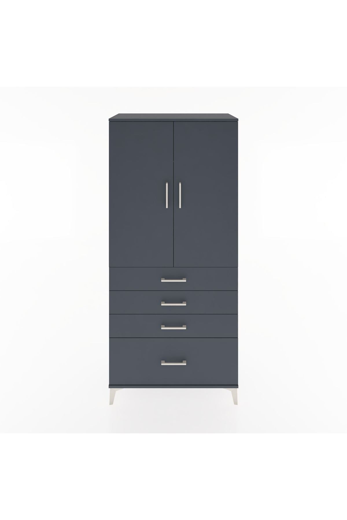 Hyperion Dolap Tek Raflı 4 Çekmeceli Tek Askılı 88x44x195 - S60M053V5B