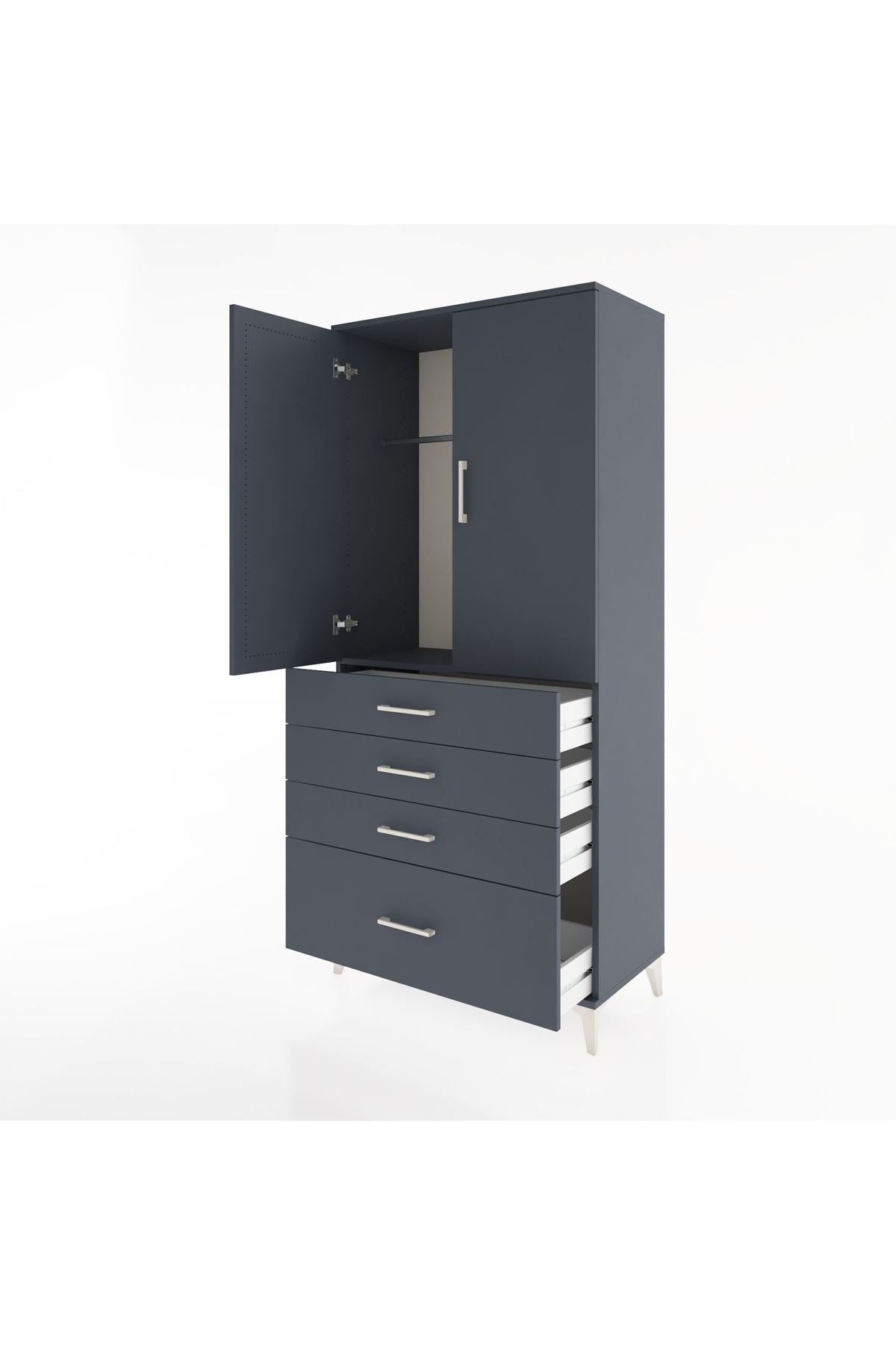 Hyperion Dolap Tek Raflı 4 Çekmeceli Tek Askılı 88x44x195 - S60M053V5B