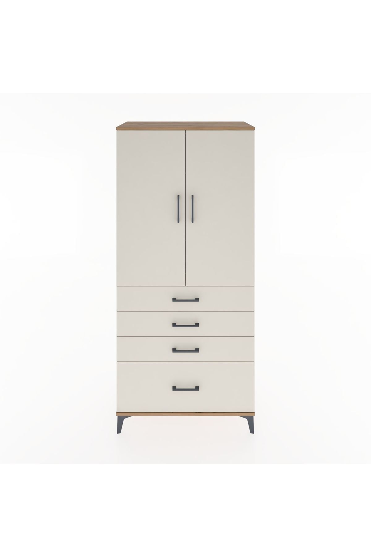 Hyperion Dolap Tek Raflı 4 Çekmeceli Tek Askılı 88x44x195 - S60M053V7B
