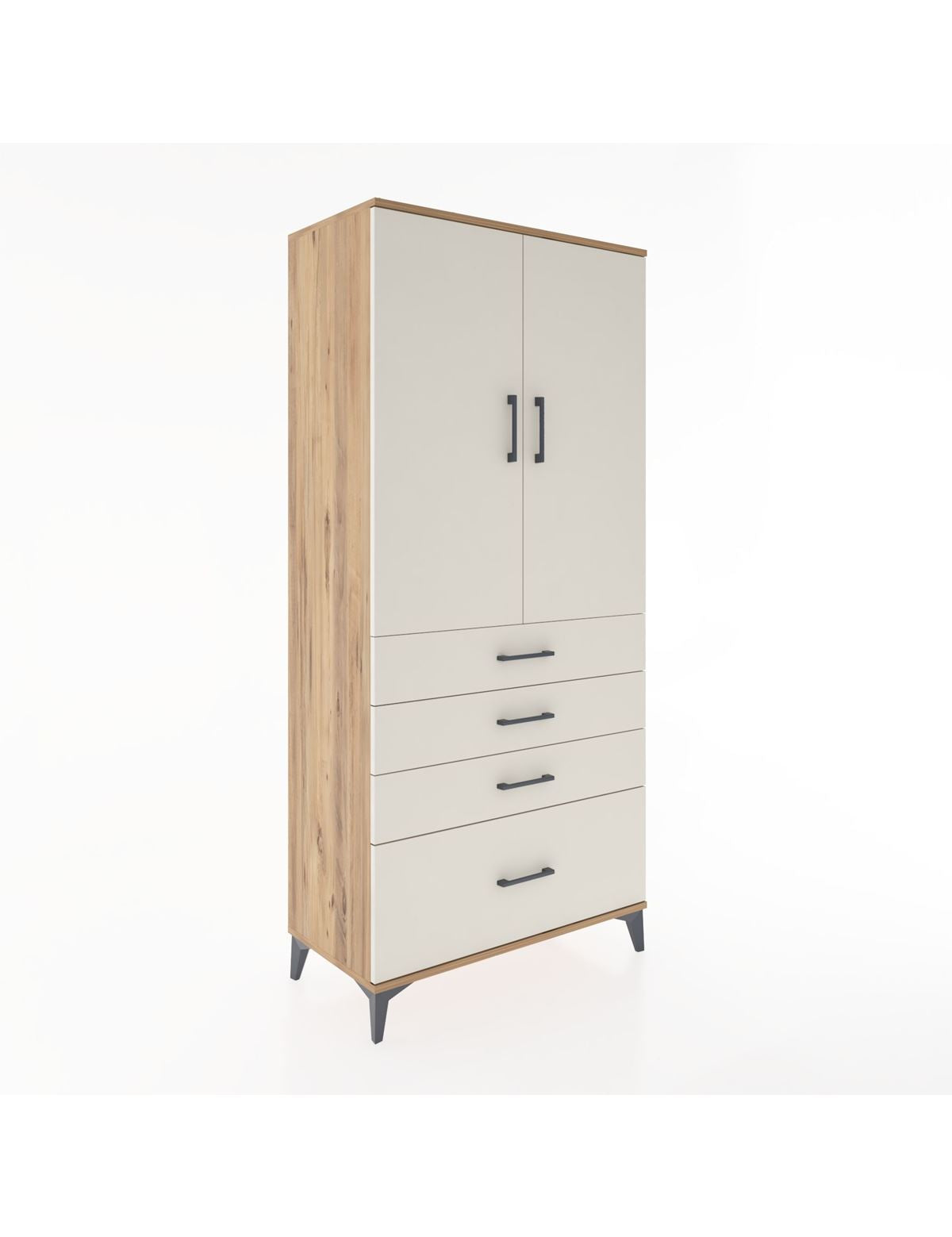 Hyperion Dolap Tek Raflı 4 Çekmeceli Tek Askılı 88x44x195 - S60M053V7B