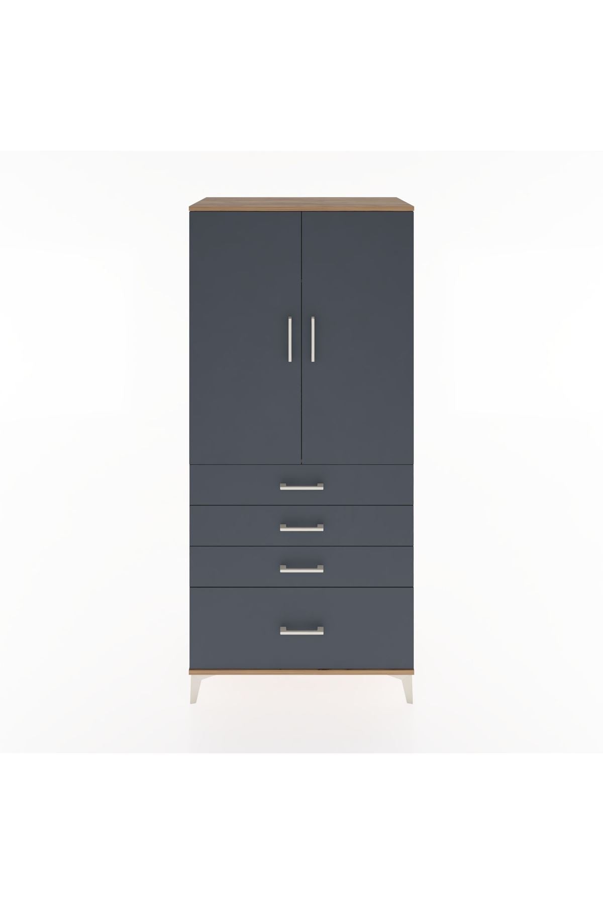 Hyperion Dolap Tek Raflı 4 Çekmeceli Tek Askılı 88x44x195 - S60M053V8B