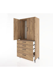 Hyperion Dolap Tek Raflı 4 Çekmeceli Tek Askılı 88x44x195 - S60M053V9B