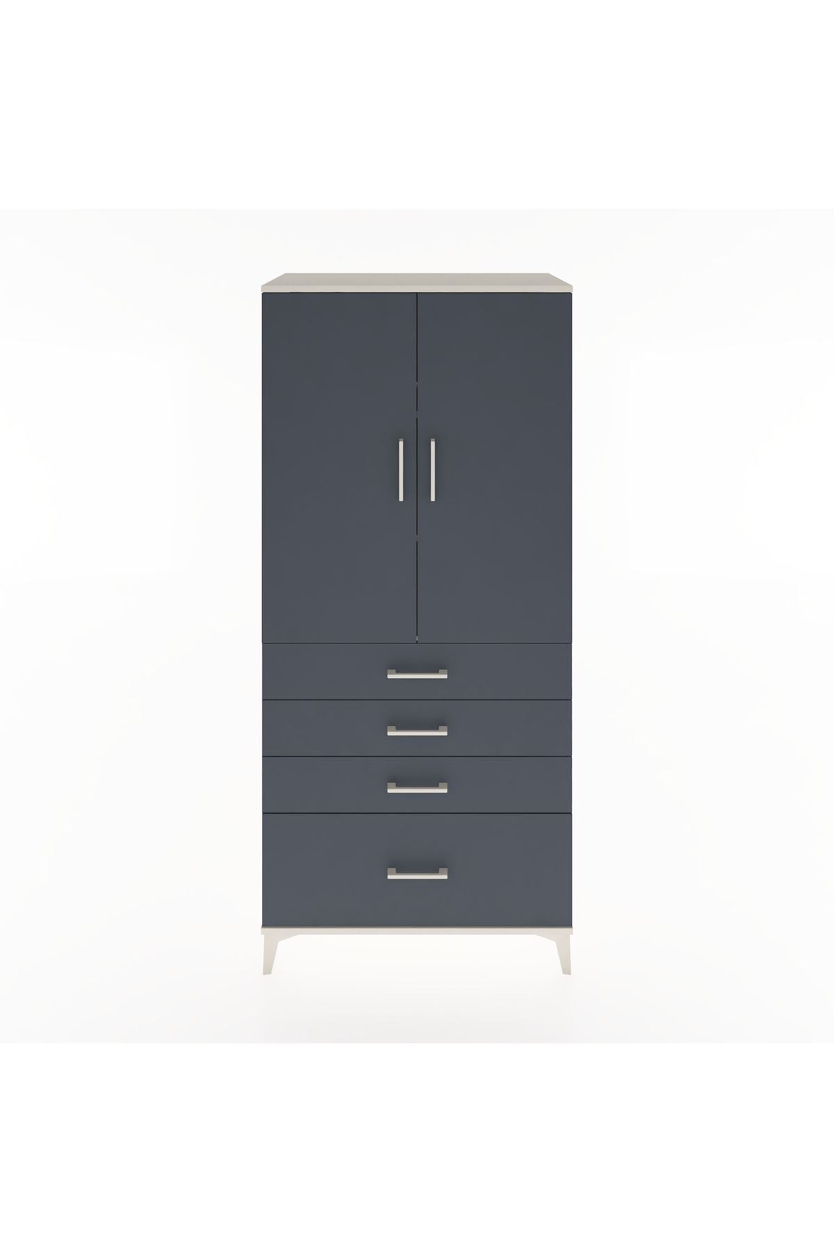 Hyperion Dolap 3 Raflı 4 Çekmeceli 2 Kapaklı 88x44x195 - S60M054V2B
