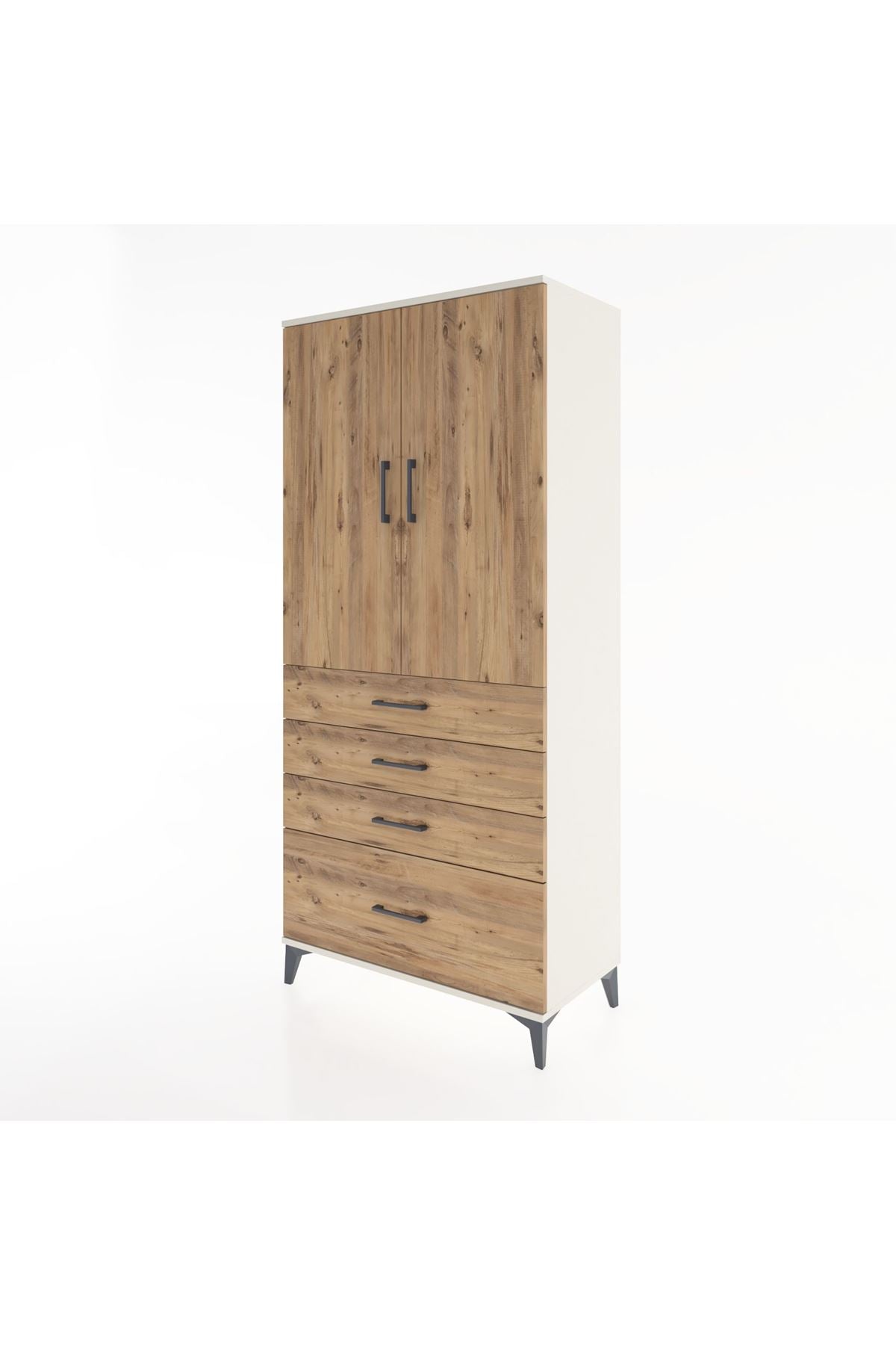 Hyperion Dolap 3 Raflı 4 Çekmeceli 2 Kapaklı 88x44x195 - S60M054V3B