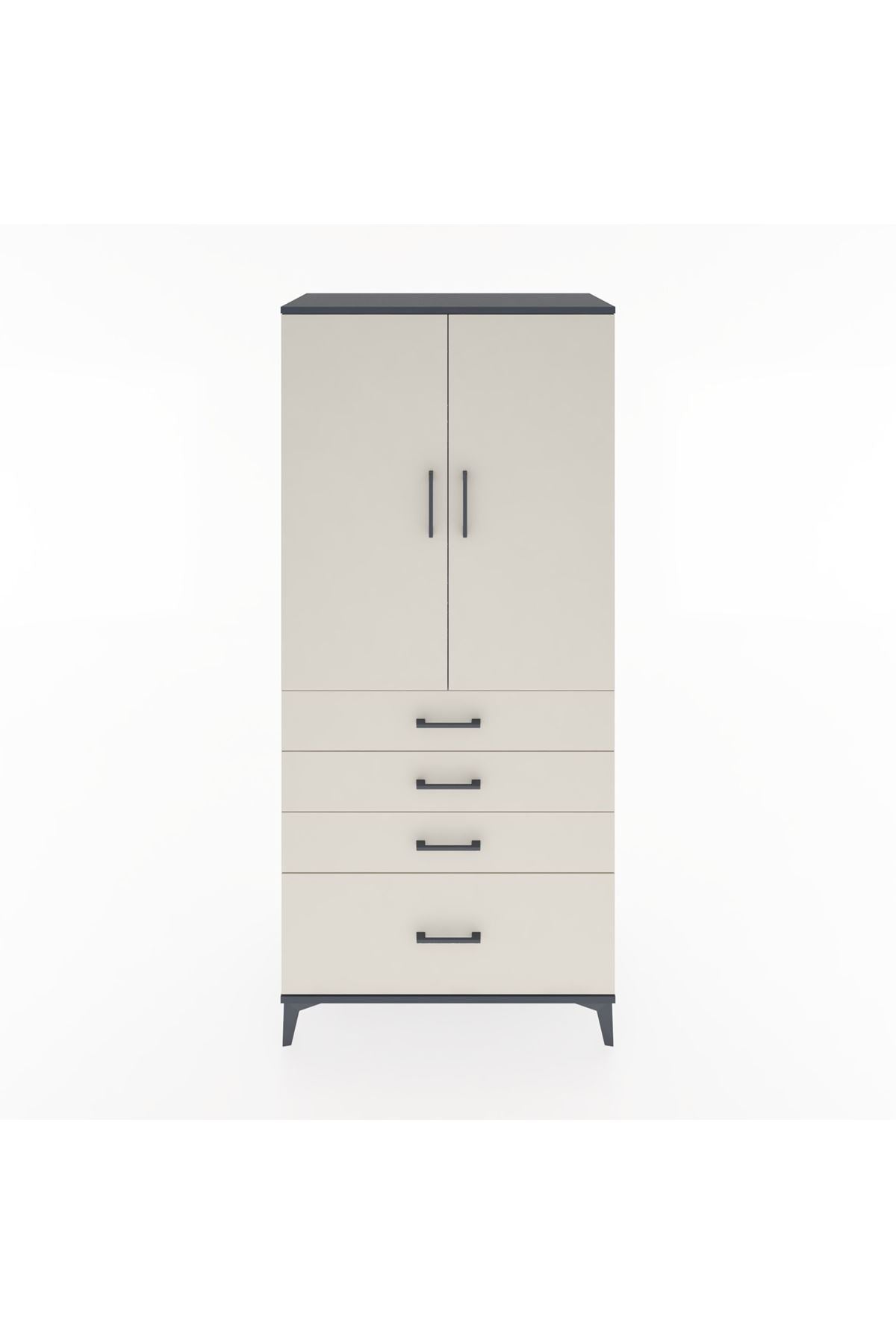 Hyperion Dolap 3 Raflı 4 Çekmeceli 2 Kapaklı 88x44x195 - S60M054V4B