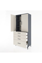 Hyperion Dolap 3 Raflı 4 Çekmeceli 2 Kapaklı 88x44x195 - S60M054V4B