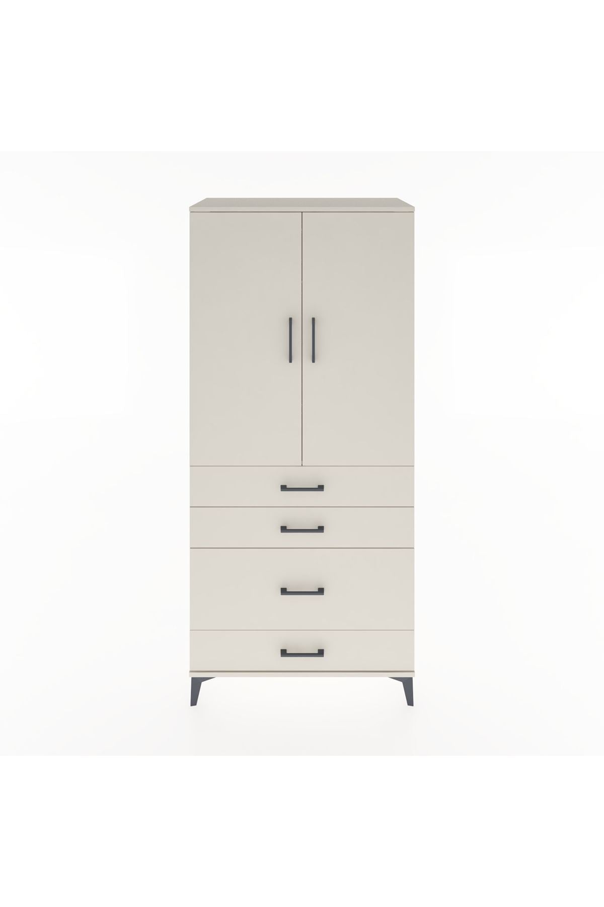 Hyperion Dolap Tek Raflı 4 Çekmeceli Tek Askılı 88x44x195 - S60M056V1B