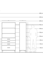 Hyperion Dolap 3 Raflı 4 Çekmeceli 88x44x195 - S60M055V9B