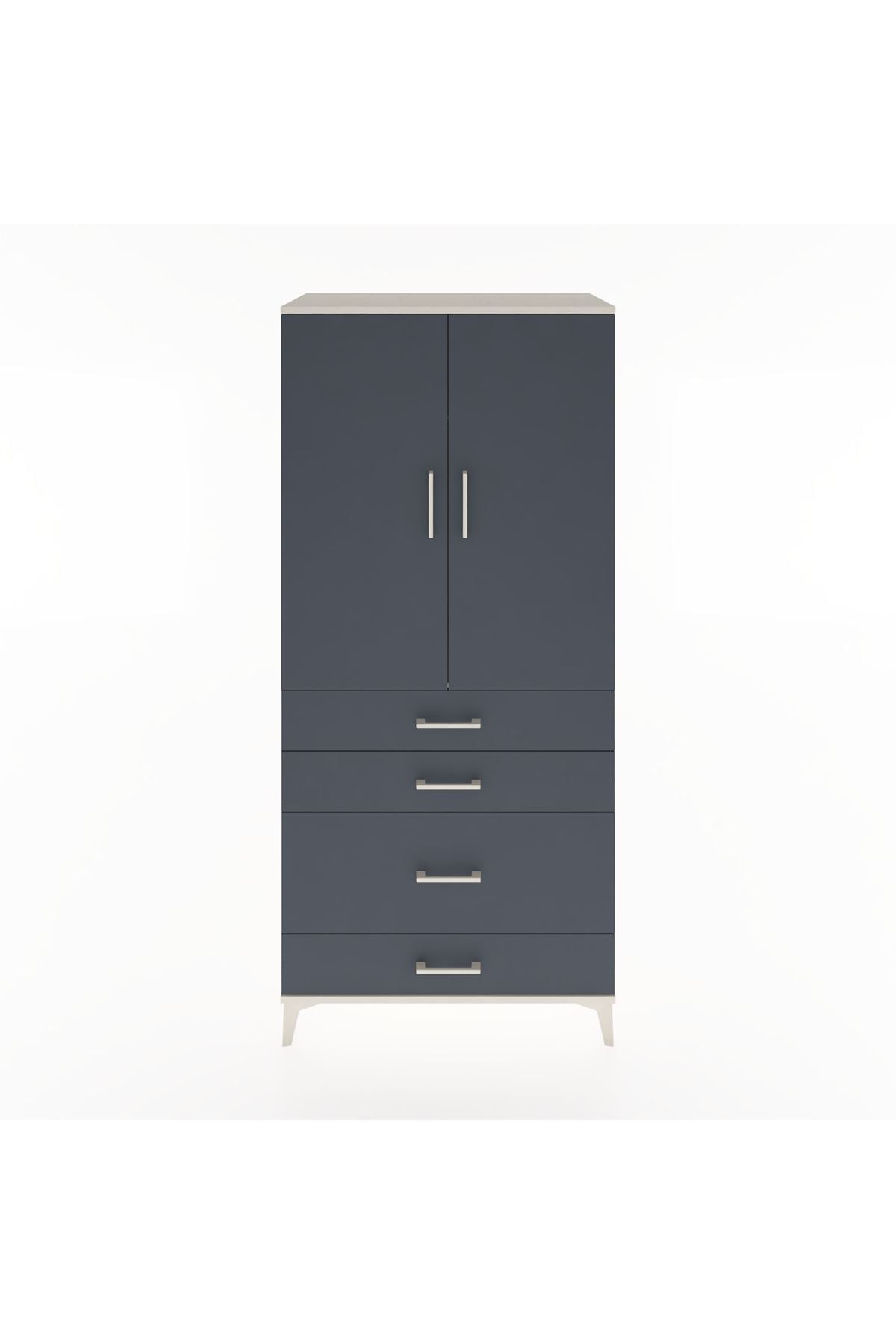 Hyperion Dolap Tek Raflı 4 Çekmeceli Tek Askılı 88x44x195 - S60M056V2B