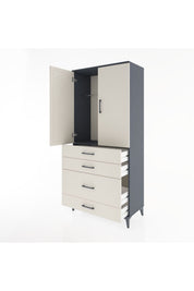 Hyperion Dolap Tek Raflı 4 Çekmeceli Tek Askılı 88x44x195 - S60M056V4B