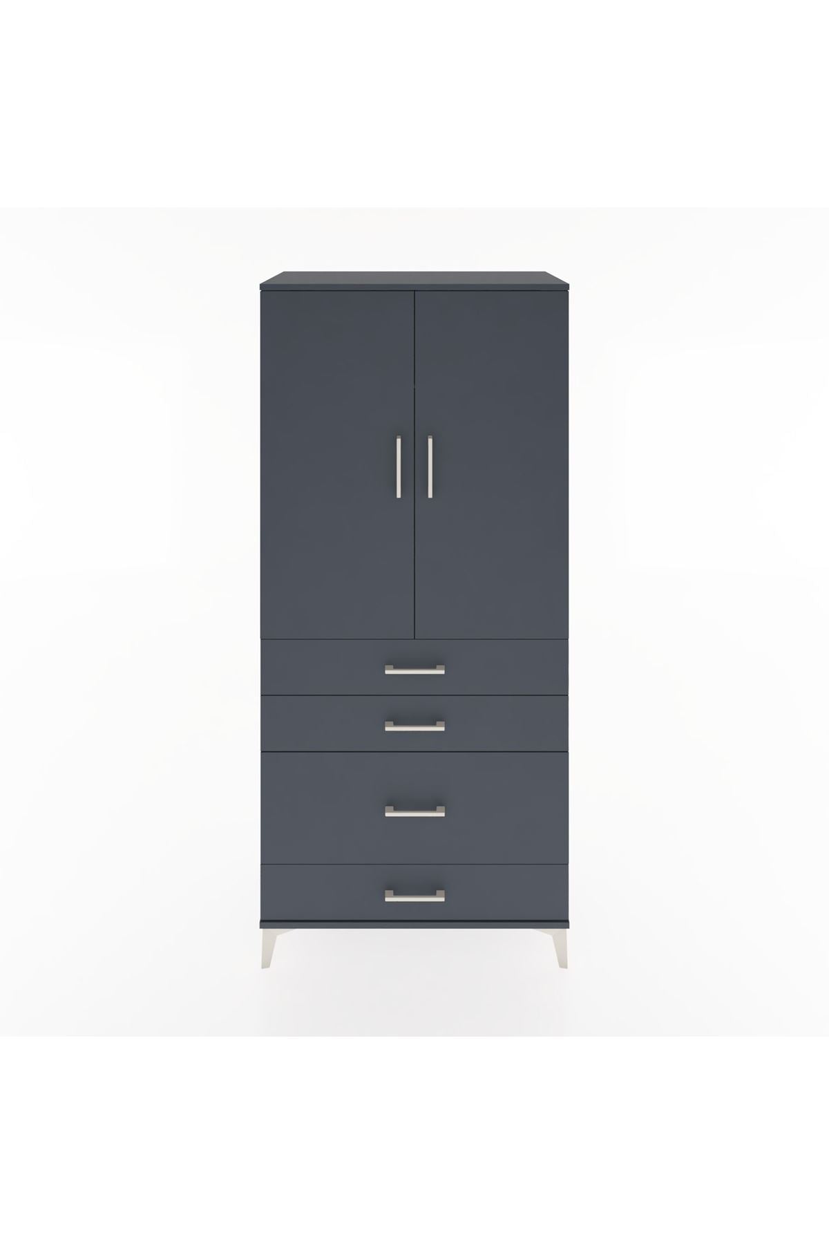 Hyperion Dolap Tek Raflı 4 Çekmeceli Tek Askılı 88x44x195 - S60M056V5B
