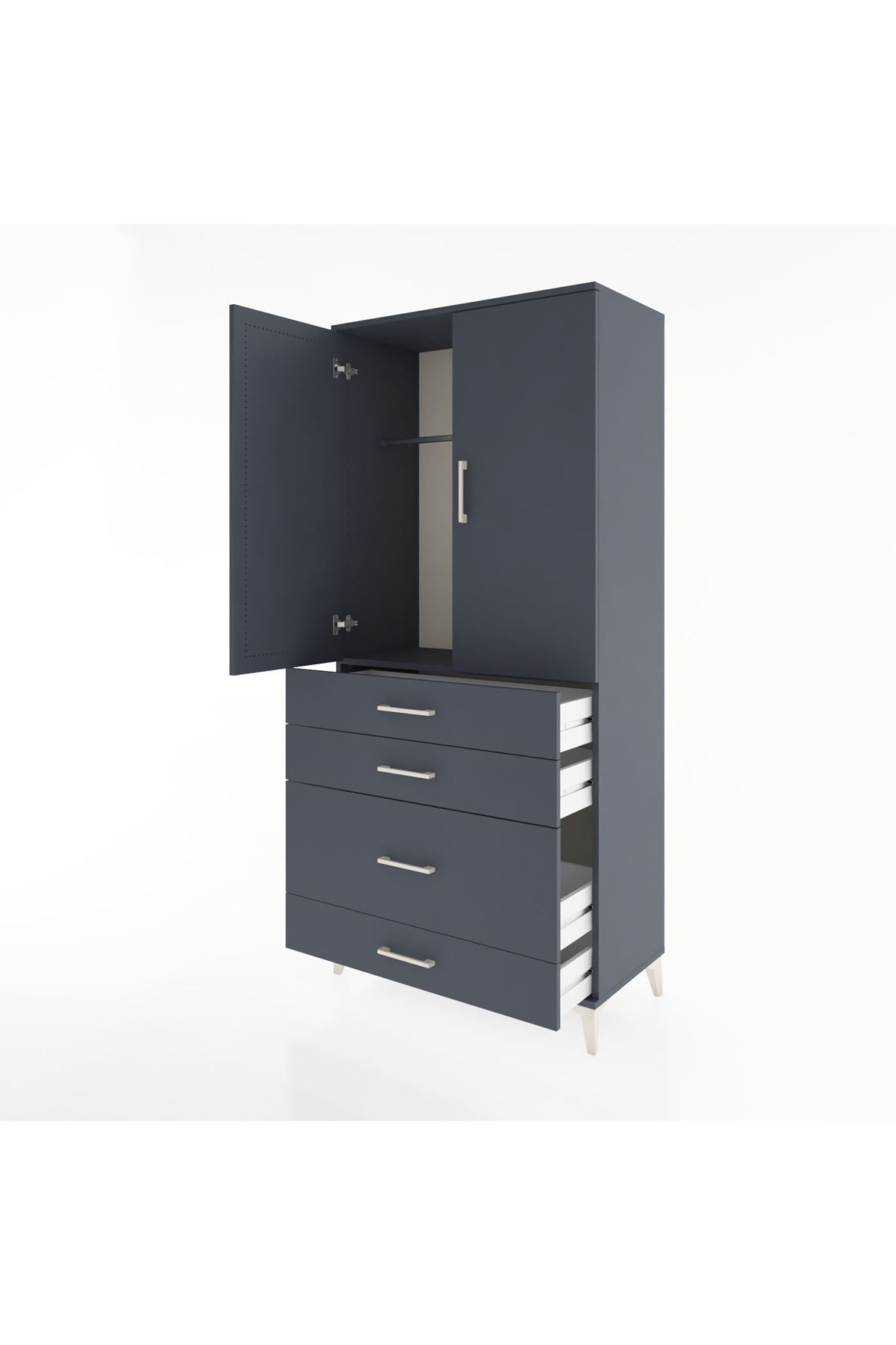Hyperion Dolap Tek Raflı 4 Çekmeceli Tek Askılı 88x44x195 - S60M056V5B
