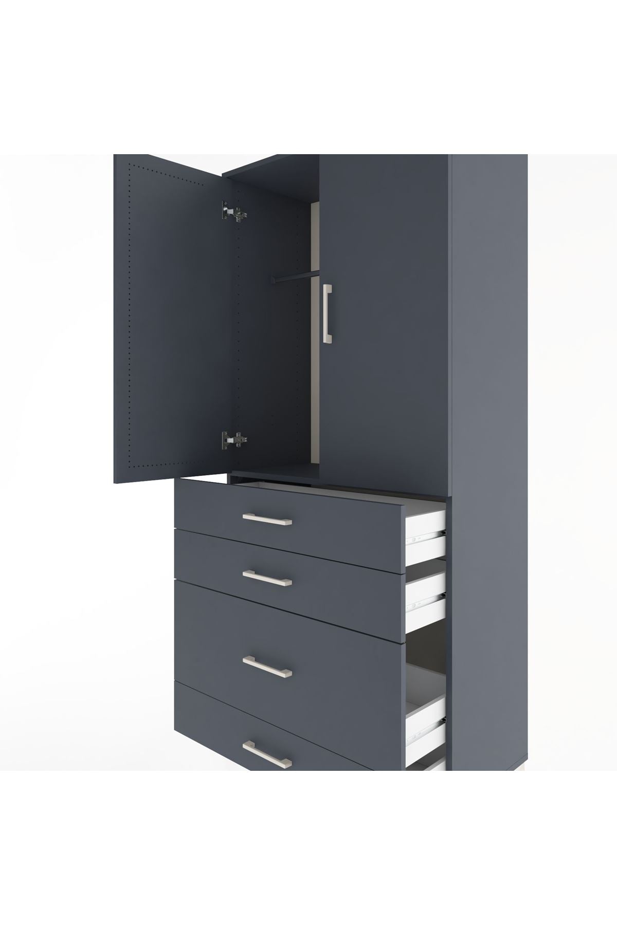 Hyperion Dolap Tek Raflı 4 Çekmeceli Tek Askılı 88x44x195 - S60M056V5B