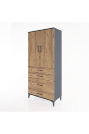 Hyperion Dolap Tek Raflı 4 Çekmeceli Tek Askılı 88x44x195 - S60M056V6B