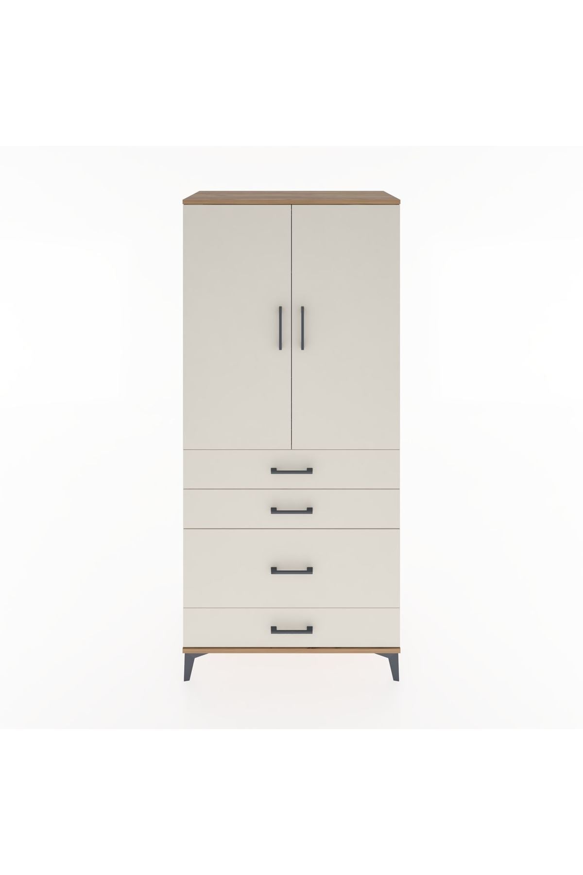 Hyperion Dolap Tek Raflı 4 Çekmeceli Tek Askılı 88x44x195 - S60M056V7B