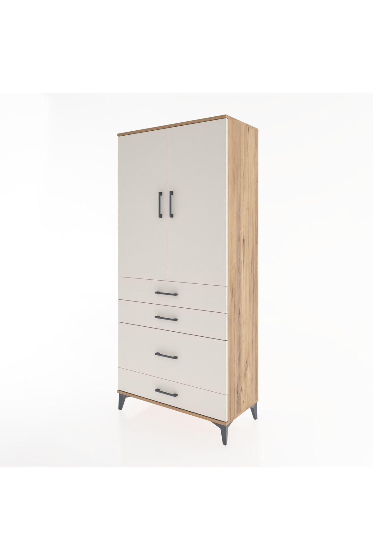 Hyperion Dolap Tek Raflı 4 Çekmeceli Tek Askılı 88x44x195 - S60M056V7B