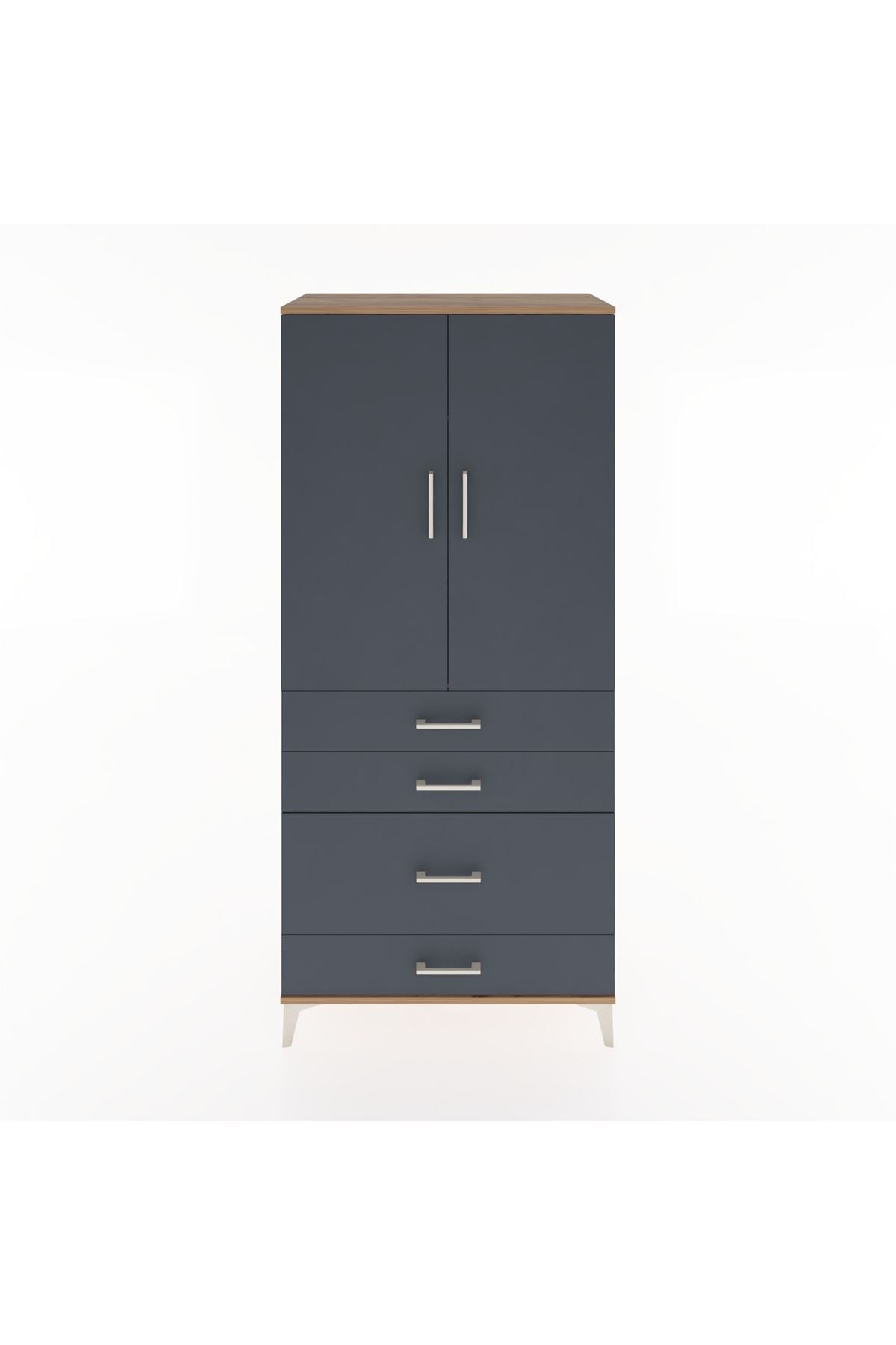 Hyperion Dolap Tek Raflı 4 Çekmeceli Tek Askılı 88x44x195 - S60M056V8B