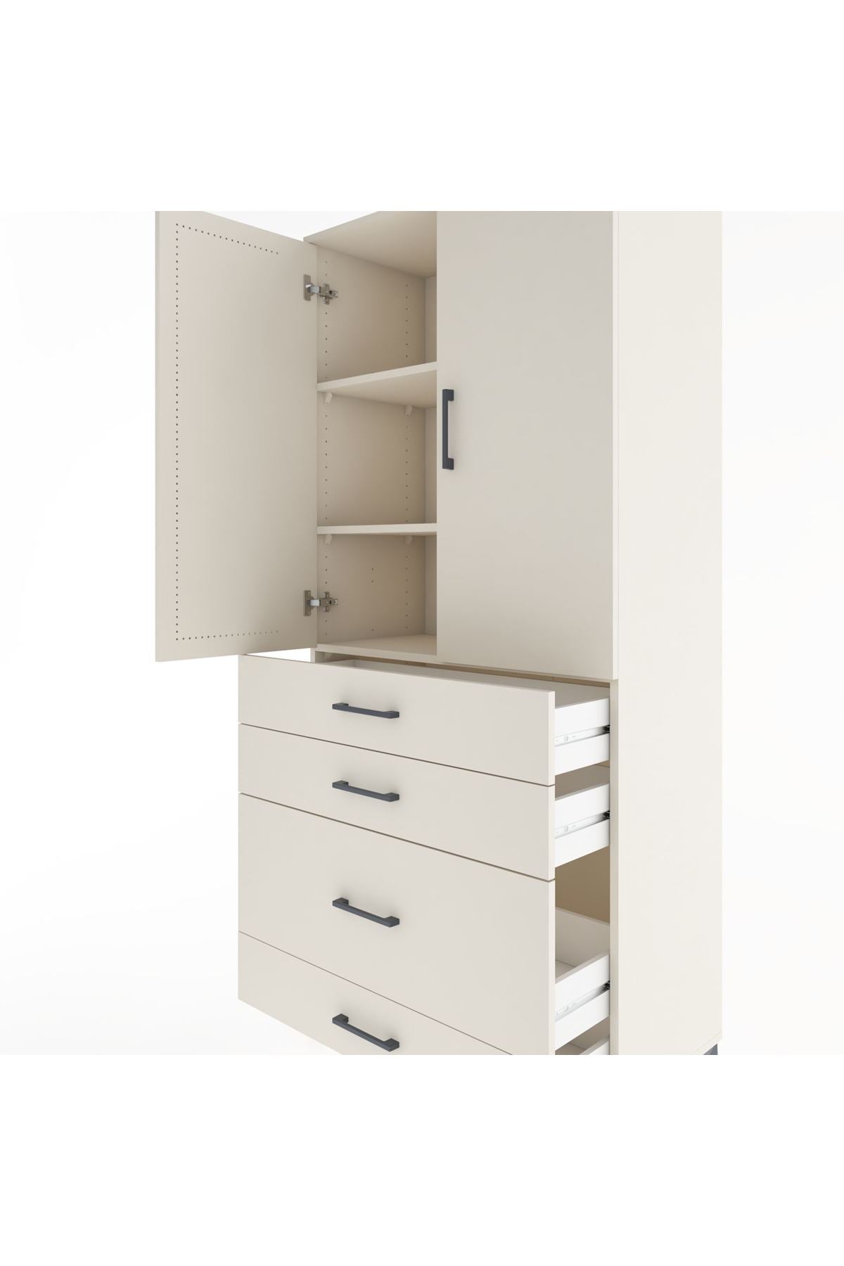 Hyperion Dolap 3 Raflı 4 Çekmeceli 2 Kapaklı 88x44x195 - S60M057V1B