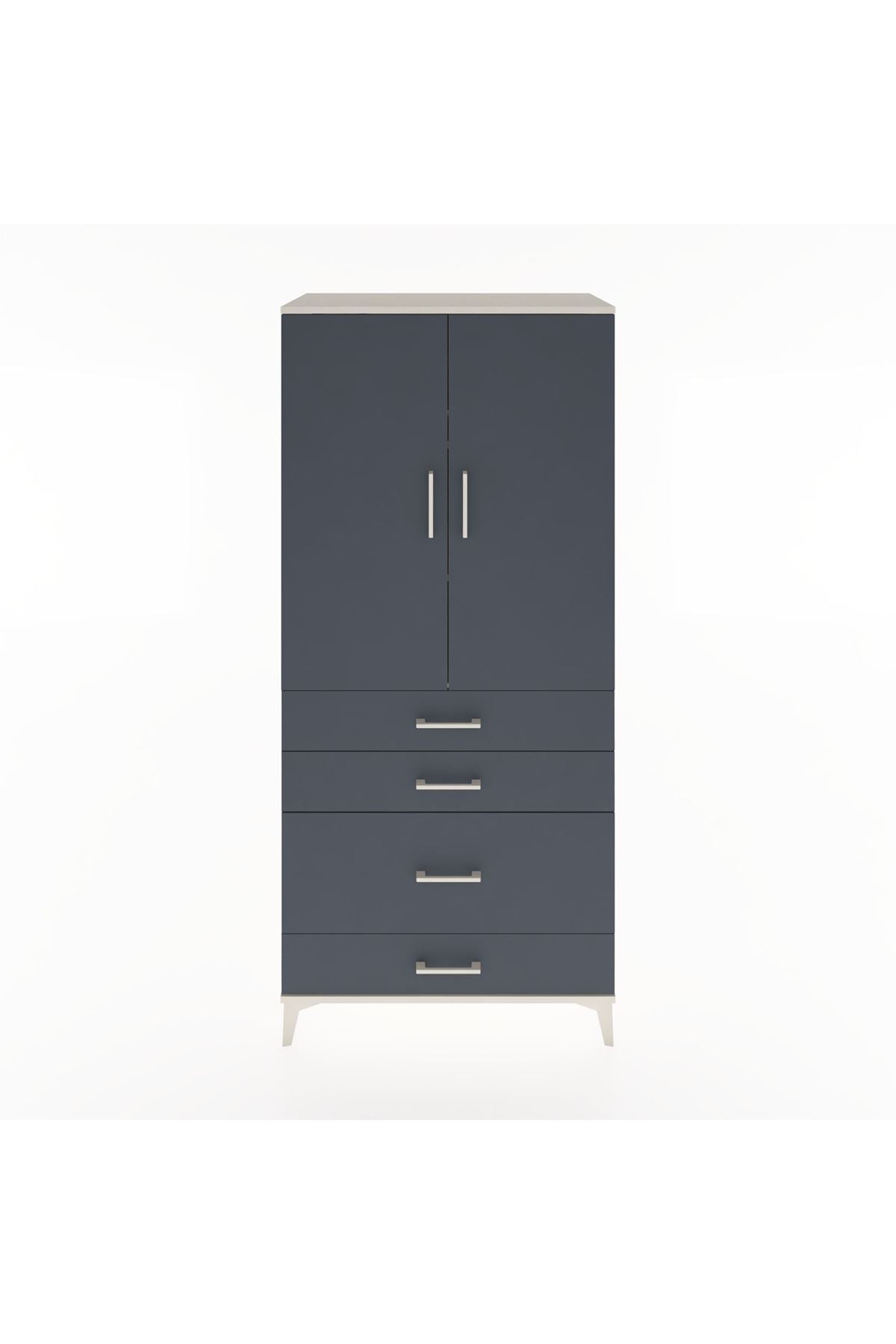 Hyperion Dolap 3 Raflı 4 Çekmeceli 2 Kapaklı 88x44x195 - S60M057V2B