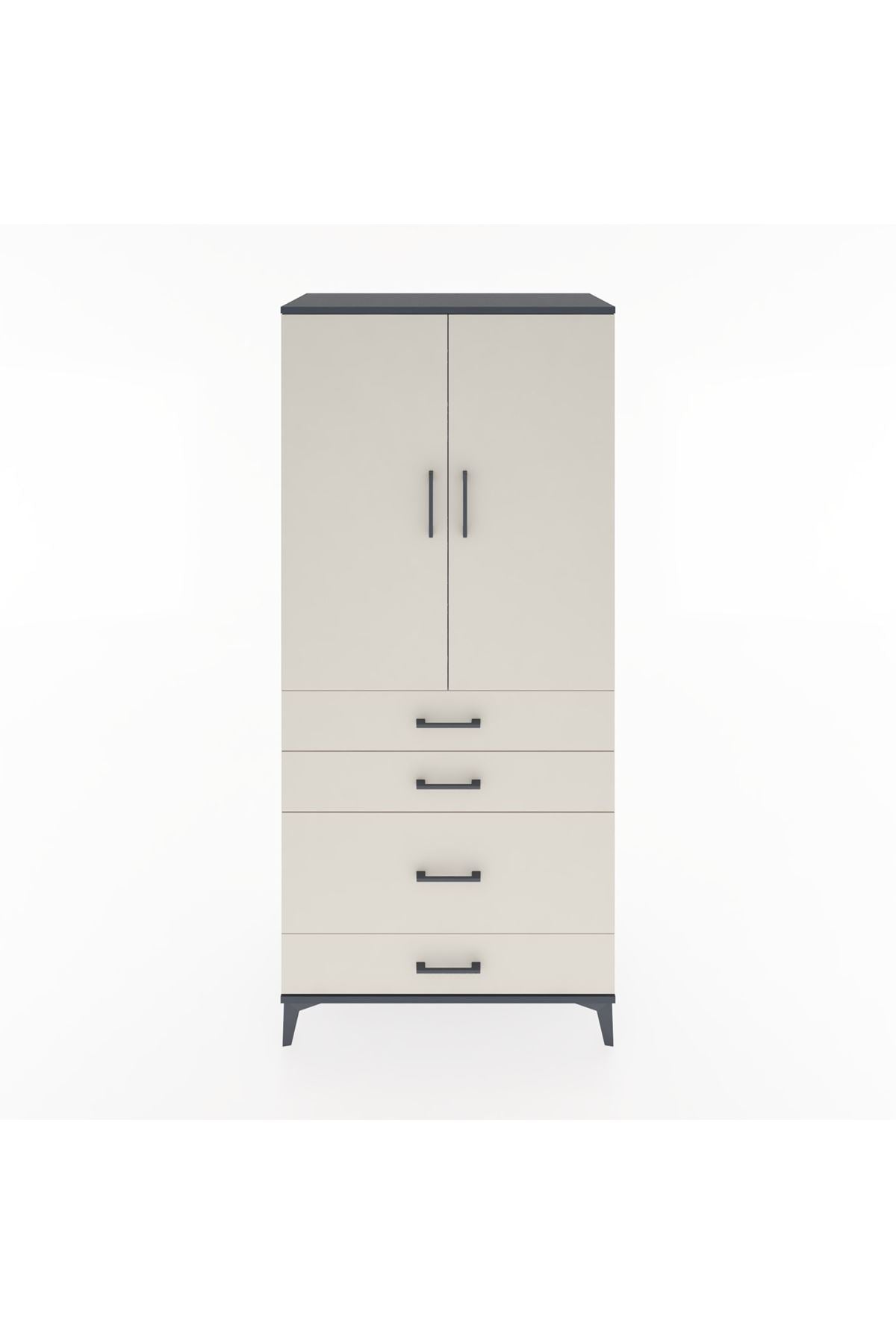 Hyperion Dolap 3 Raflı 4 Çekmeceli 2 Kapaklı 88x44x195 - S60M057V4B