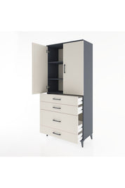 Hyperion Dolap 3 Raflı 4 Çekmeceli 2 Kapaklı 88x44x195 - S60M057V4B