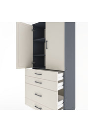 Hyperion Dolap 3 Raflı 4 Çekmeceli 2 Kapaklı 88x44x195 - S60M057V4B