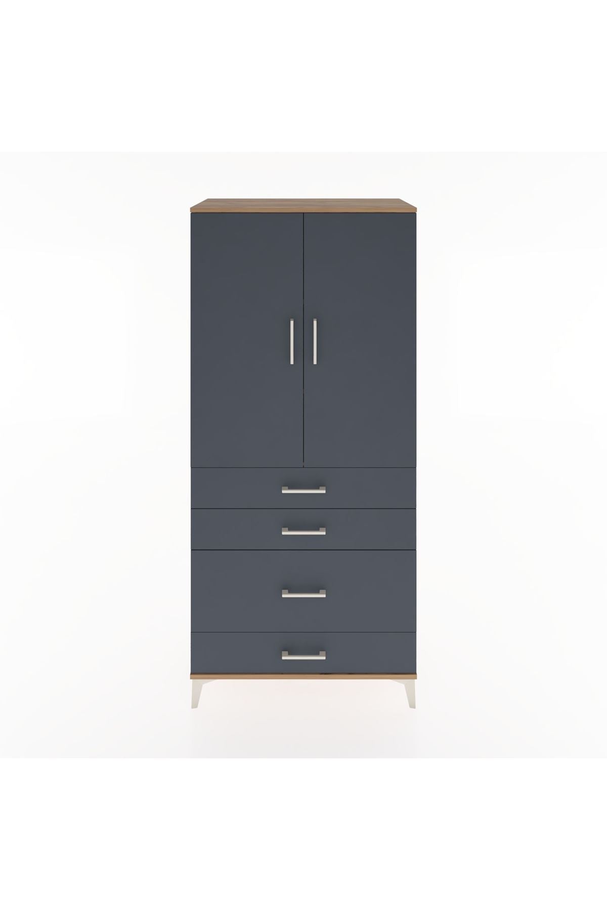 Hyperion Dolap 3 Raflı 4 Çekmeceli 2 Kapaklı 88x44x195 - S60M057V8B