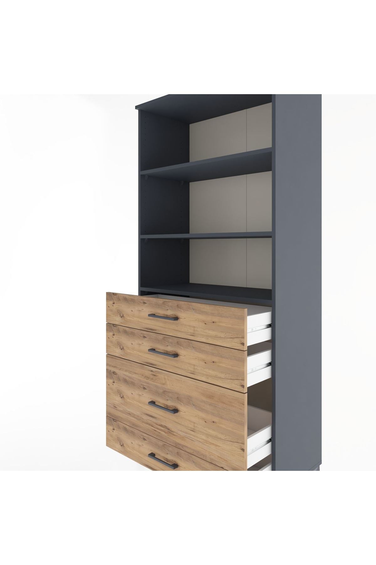 Hyperion Dolap 3 Raflı 4 Çekmeceli 88x44x195 - S60M058V6B