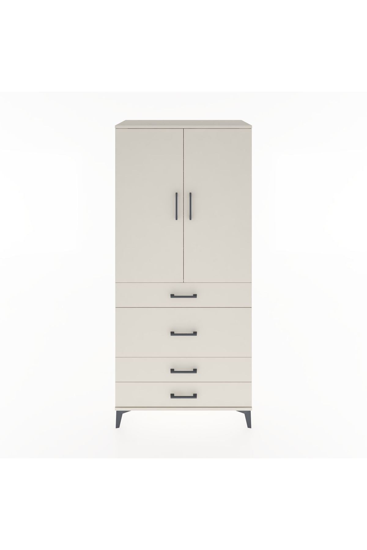 Hyperion Dolap Tek Raflı 4 Çekmeceli Tek Askılı 88x44x195 - S60M059V1B