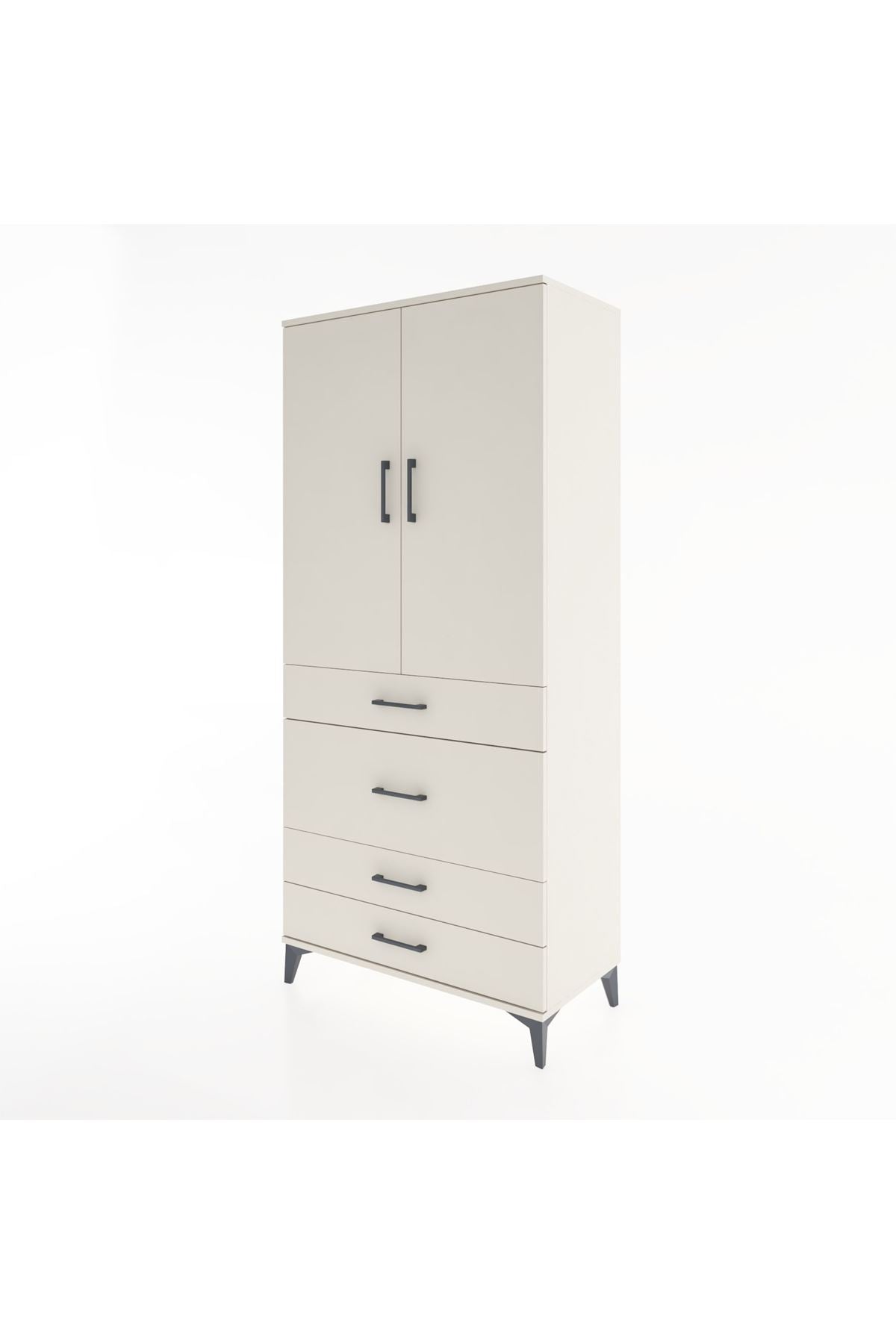 Hyperion Dolap Tek Raflı 4 Çekmeceli Tek Askılı 88x44x195 - S60M059V1B