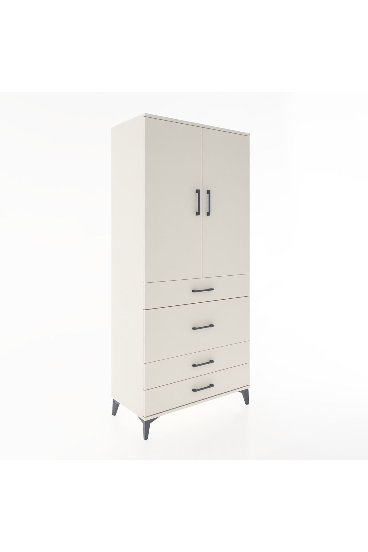 Hyperion Dolap Tek Raflı 4 Çekmeceli Tek Askılı 88x44x195 - S60M059V1B