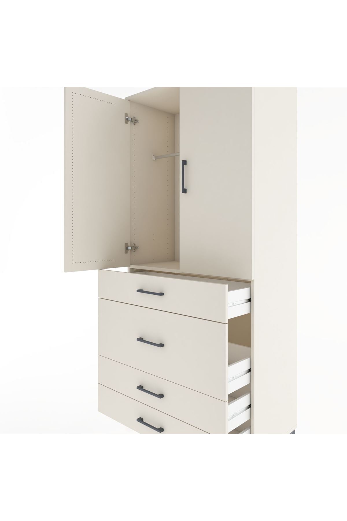 Hyperion Dolap Tek Raflı 4 Çekmeceli Tek Askılı 88x44x195 - S60M059V1B