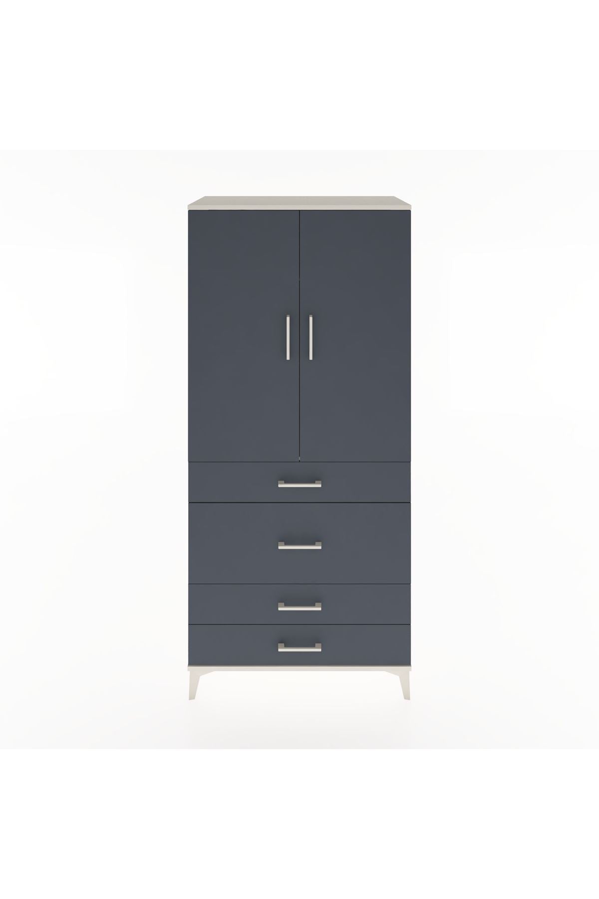 Hyperion Dolap Tek Raflı 4 Çekmeceli Tek Askılı 88x44x195 - S60M059V2B