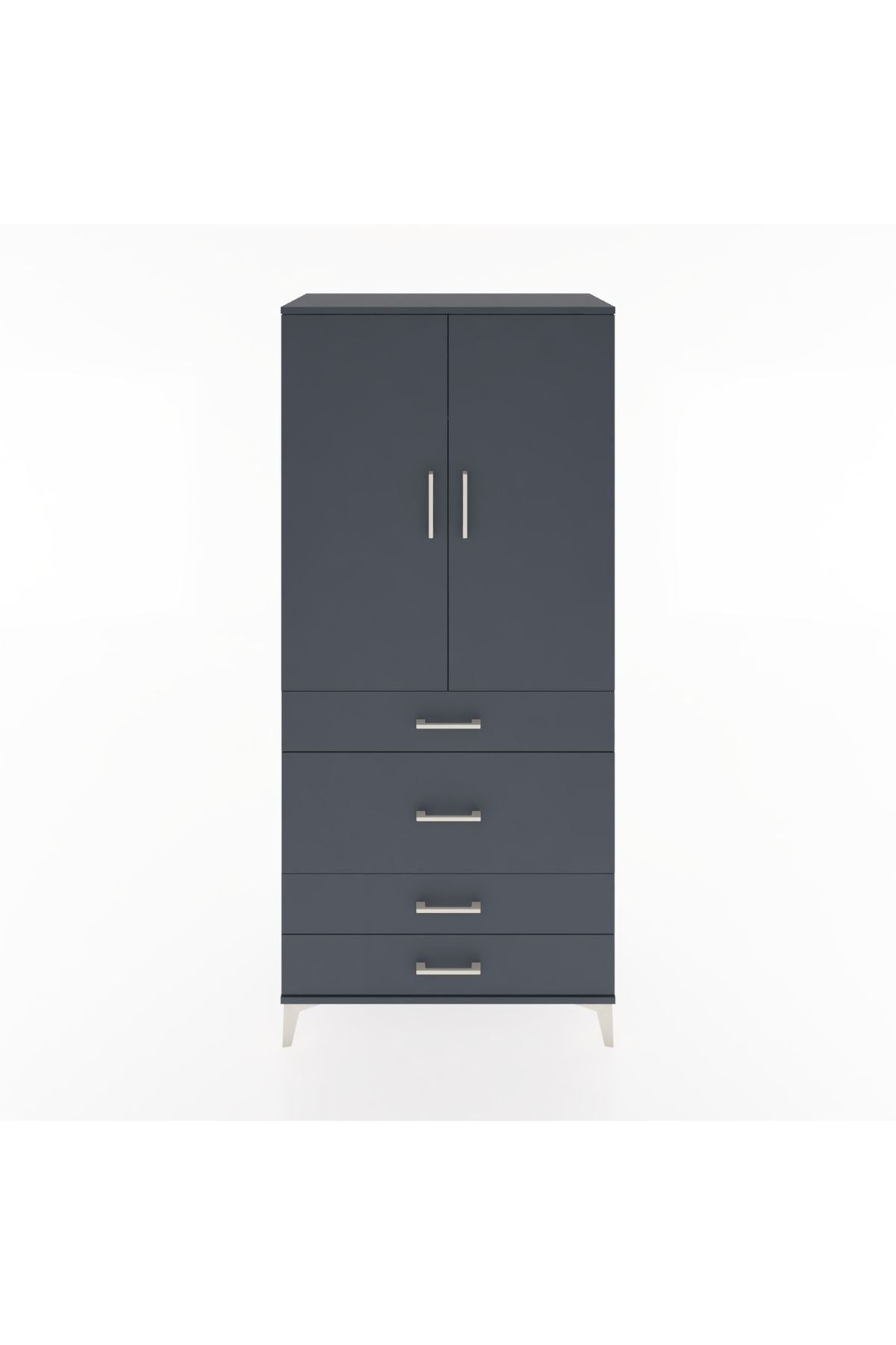 Hyperion Dolap Tek Raflı 4 Çekmeceli Tek Askılı 88x44x195 - S60M059V5B