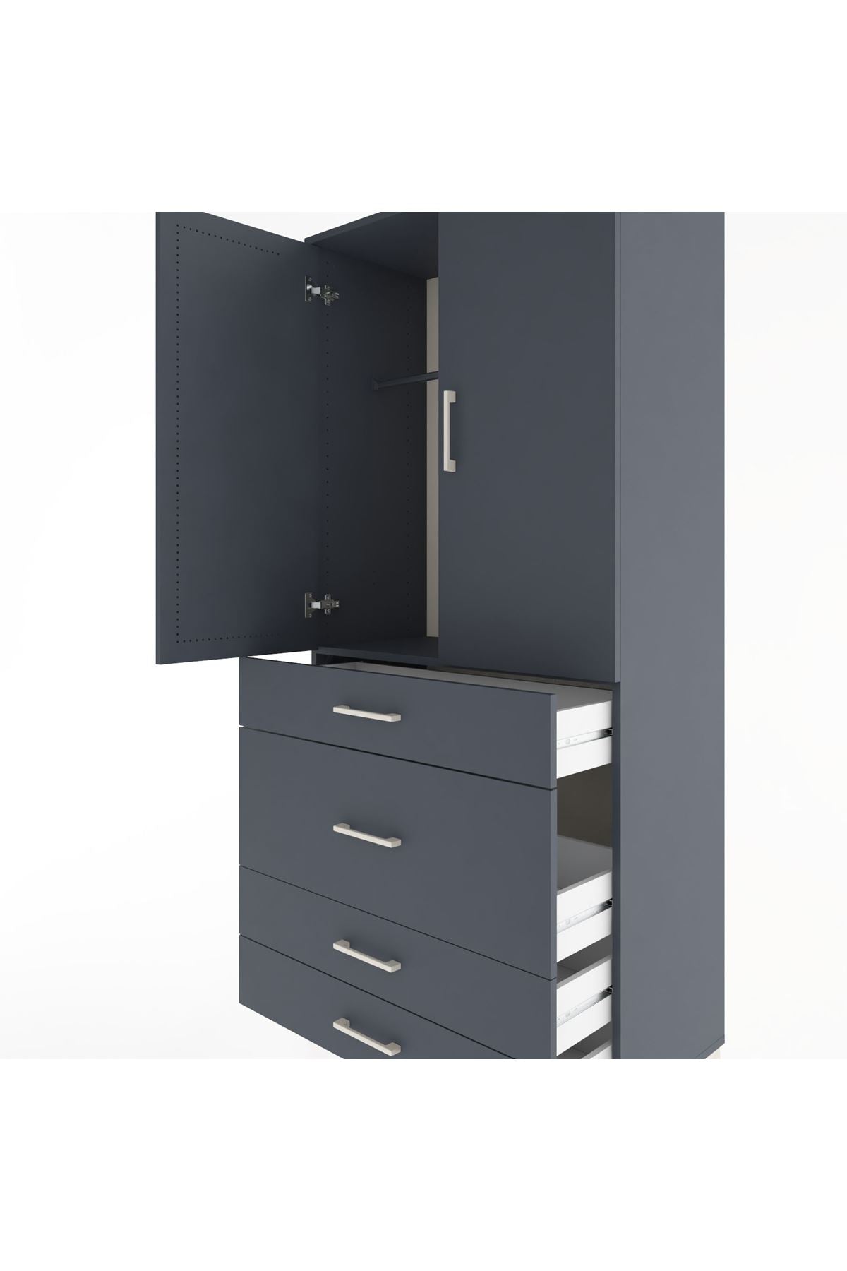 Hyperion Dolap Tek Raflı 4 Çekmeceli Tek Askılı 88x44x195 - S60M059V5B