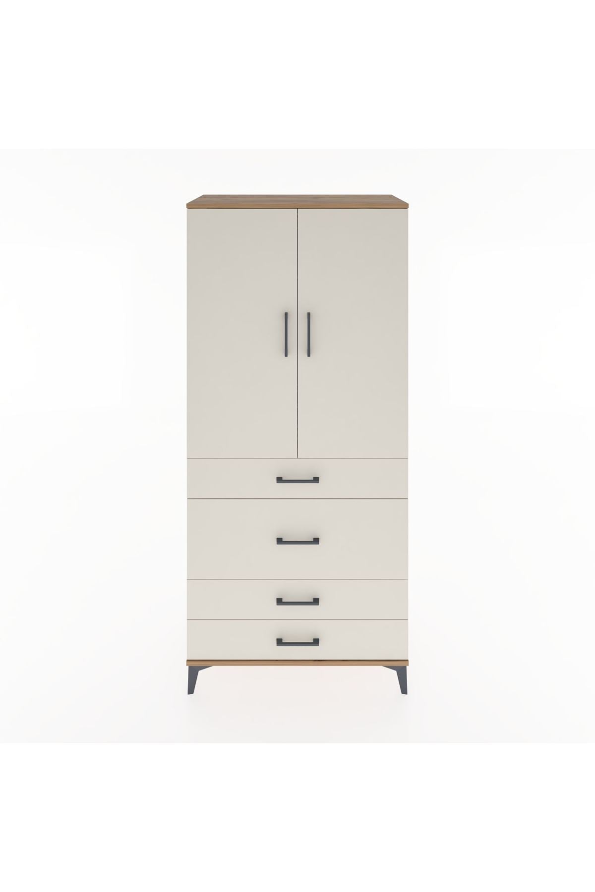 Hyperion Dolap Tek Raflı 4 Çekmeceli Tek Askılı 88x44x195 - S60M059V7B