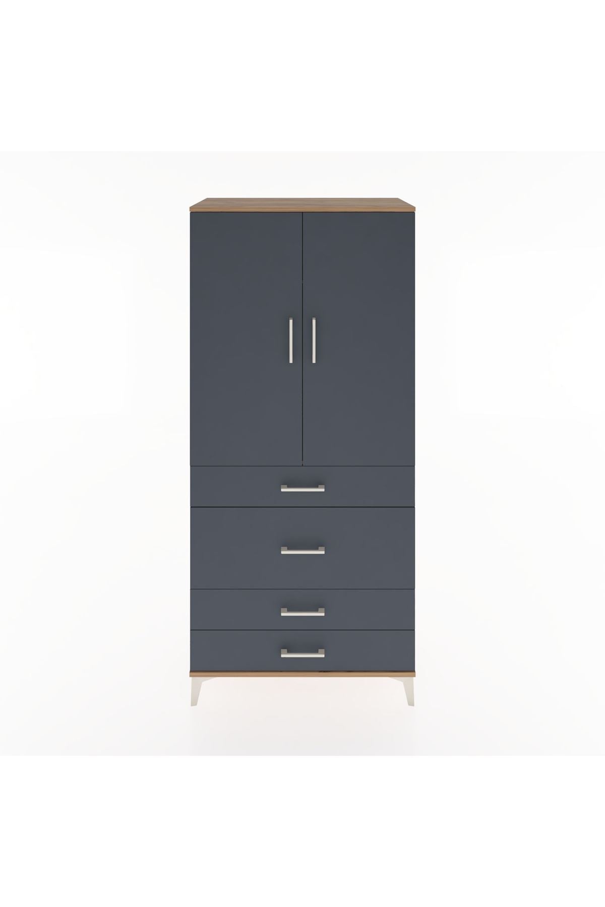 Hyperion Dolap Tek Raflı 4 Çekmeceli Tek Askılı 88x44x195 - S60M059V8B
